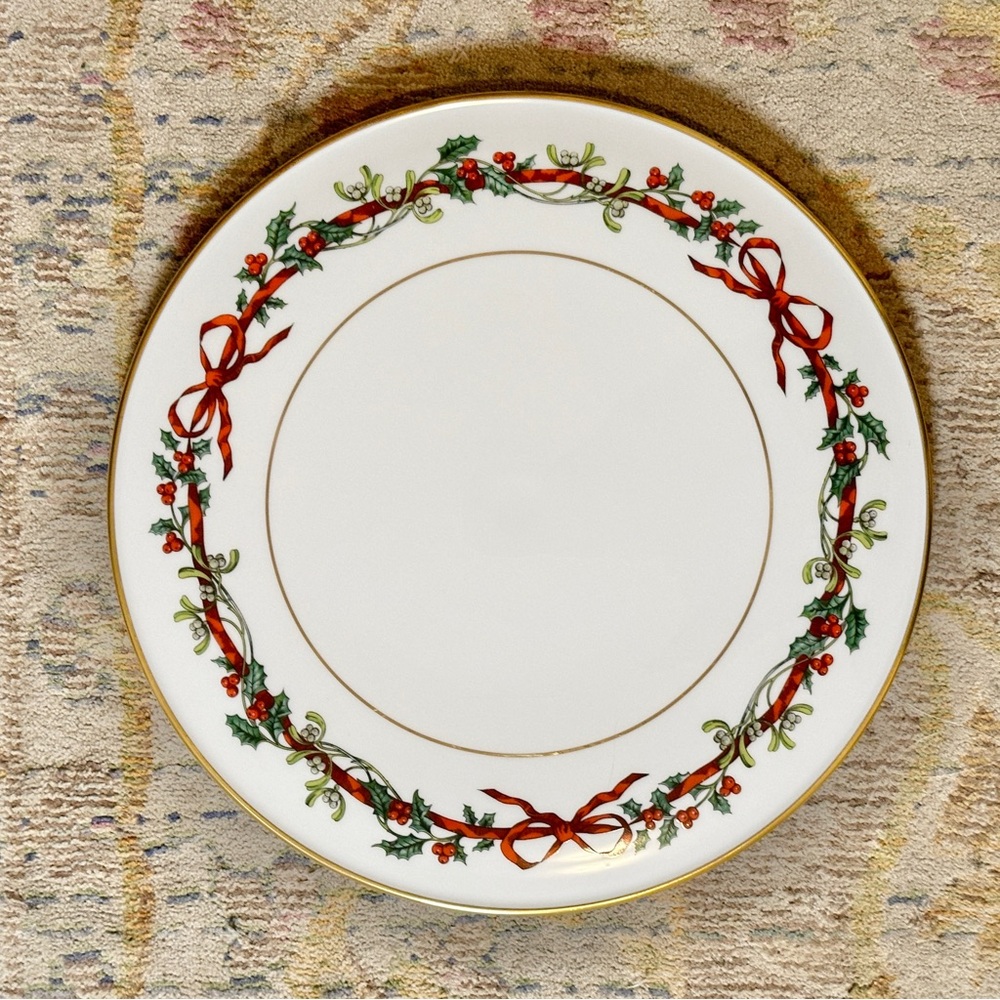Royal Worcester “Holly Ribbons” Fine Bone China Cake Plate